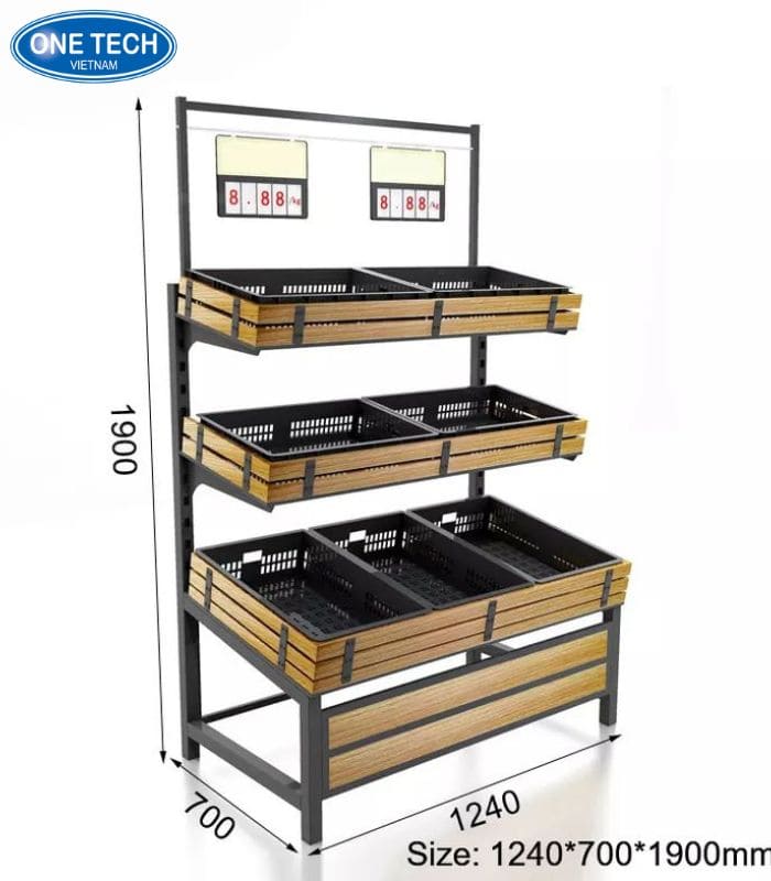 Kệ rau củ quả Lâm Đồng 3 tầng sang trọng