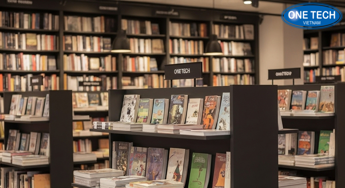 Tổng hợp mẫu kệ trưng bày sách báo tại OneTech Lâm Đồng