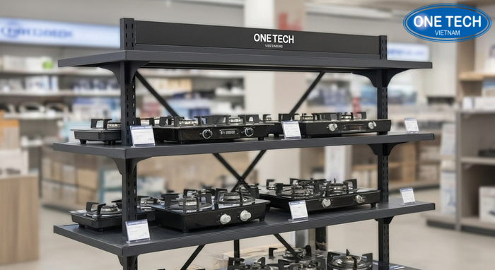 Cách bố trí bếp gas trên kệ trưng bày Bố trí bếp gas trên kệ theo tầm nhìn và lối đi