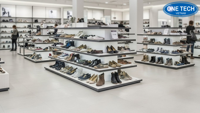 Cách sắp xếp giày dép trên kệ theo màu sắc và kiểu dáng ngăn nắp