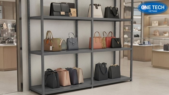 Minh họa các điểm cần kiểm tra định kỳ trên kệ trưng bày túi xách