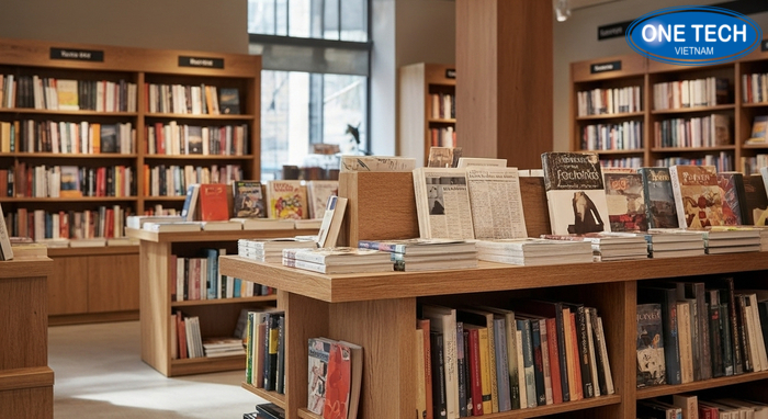 Kệ gỗ công nghiệp MDF MFC màu sắc phong phú, phù hợp nhà sách