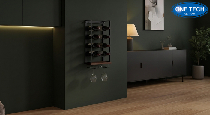 Mẫu kệ rượu treo tường nhỏ gọn cho không gian hẹp