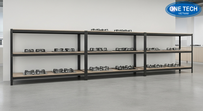 Kệ sắt sơn tĩnh điện trưng bày bếp gas Mẫu kệ sắt sơn tĩnh điện trưng bày bếp gas chắc chắn