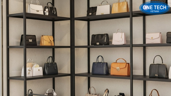 So sánh góc shop trước và sau khi dùng kệ trưng bày túi xách phù hợp