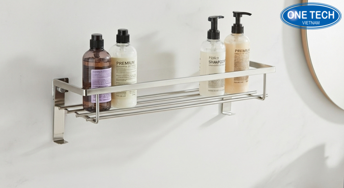 Mẫu kệ inox 304 treo tường đựng dầu gội gói