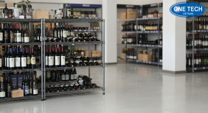 Khu trưng bày mẫu kệ tại OneTech Kệ siêu thị Lâm Đồng