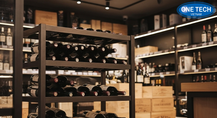 Minh họa vị trí đặt kệ rượu tránh nắng và tránh ẩm