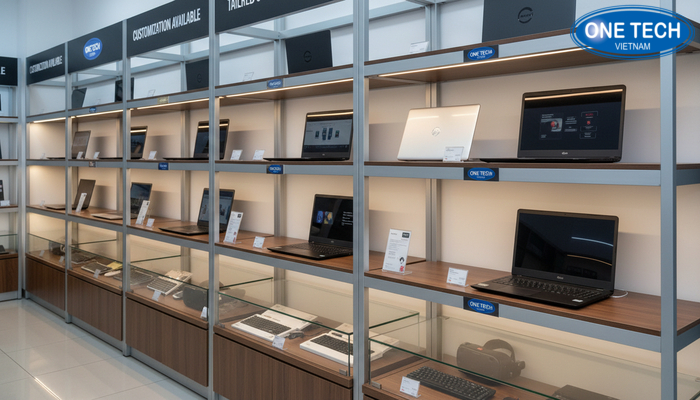 Bảng giá tham khảo kệ trưng bày laptop theo kích thước và tính năng