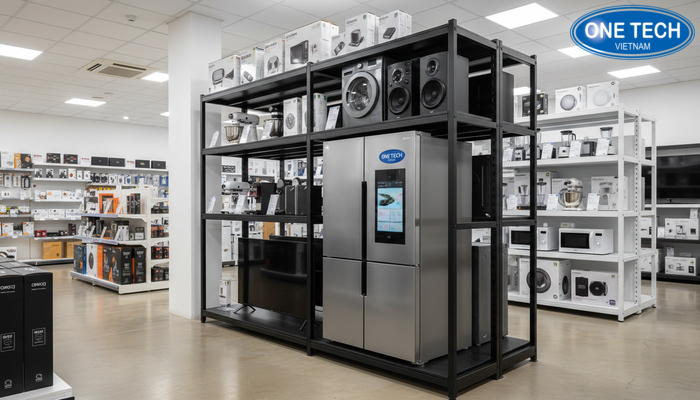 So sánh kệ trưng bày đồ điện OneTech và thị trường Bảng so sánh kệ trưng bày đồ điện OneTech và mặt bằng thị trường theo vật liệu, chịu tải, module, lắp đặt