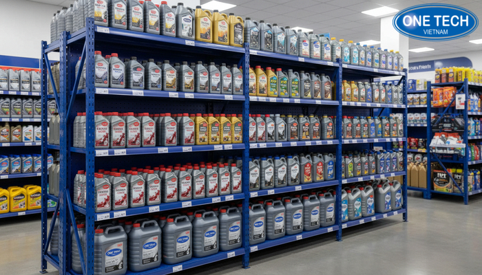 Bố trí dầu nhớt theo dung tích và nhóm sản phẩm trên kệ