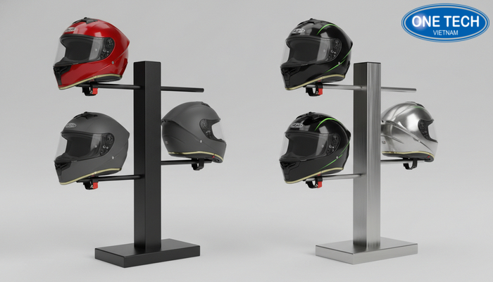 So sánh chất liệu kệ để mũ bảo hiểm phổ biến