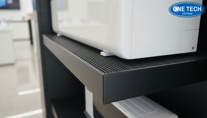 Bề mặt chống trượt cho kệ trưng bày điều hoà Chi tiết bề mặt chống trượt giúp máy lạnh đứng vững trên kệ