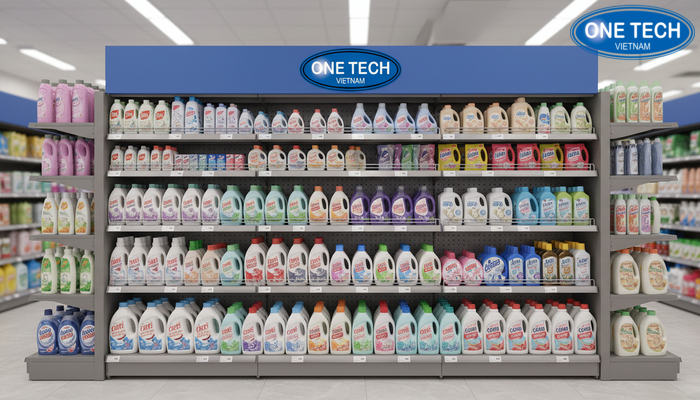 Kệ đa năng cho kệ trưng bày nước giặt Kệ đa năng trưng bày nước giặt, nước xả vải, bột giặt