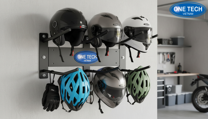 Kệ treo tường để mũ bảo hiểm tiết kiệm diện tích