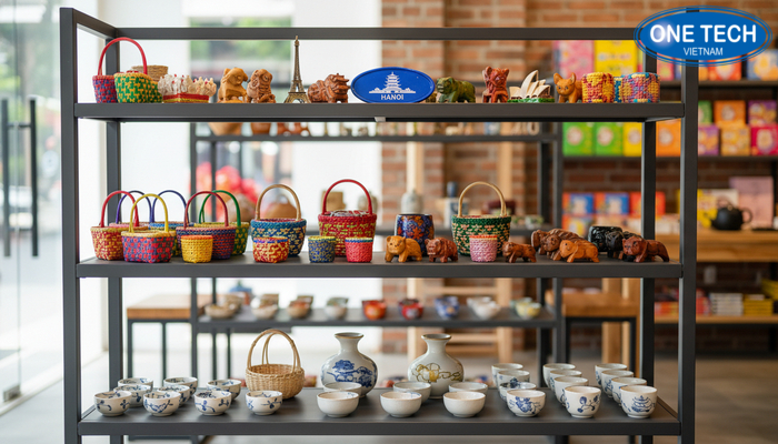 Kệ kim loại trưng bày quà lưu niệm Kệ kim loại sơn tĩnh điện trưng bày quà lưu niệm