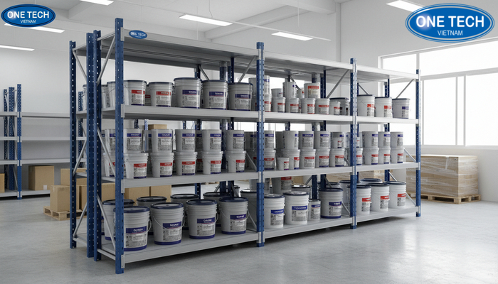 Kệ trung tải trưng bày và lưu trữ thùng sơn lớn tải trọng cao
