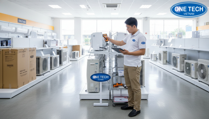 Khảo sát mặt bằng thi công kệ trưng bày điều hoà Khảo sát mặt bằng khu vực trưng bày điều hoà trong cửa hàng điện máy