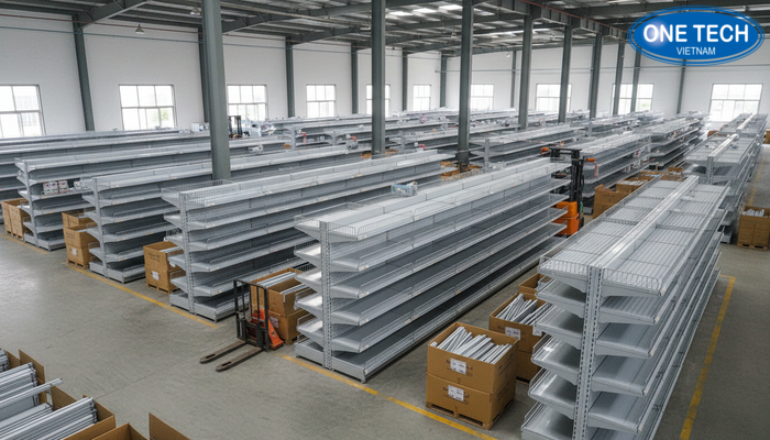 Kho hàng One Tech kệ trưng bày nước giặt Kho hàng kệ siêu thị tại Lâm Đồng của One Tech