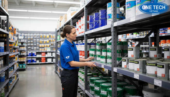 Kiểm tra tải trọng và lắp đặt kệ trưng bày sơn nước đúng kỹ thuật