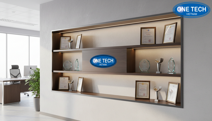 Kệ âm tường trưng bày bằng khen Mẫu kệ âm tường trưng bày bằng khen trong văn phòng