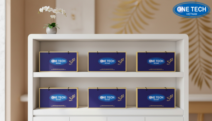 Kệ gỗ MDF phủ sơn trưng bày yến sào