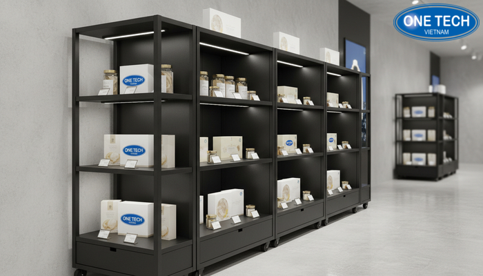 Kệ modul di động dùng cho trưng bày yến sào