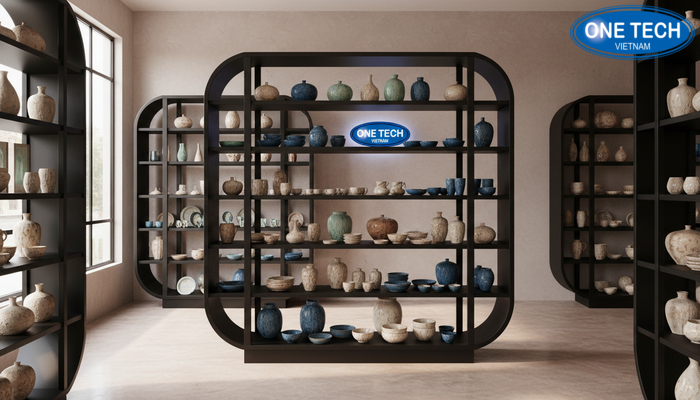 Tổng hợp mẫu kệ trưng bày gốm sứ đẹp cho nhà và cửa hàng