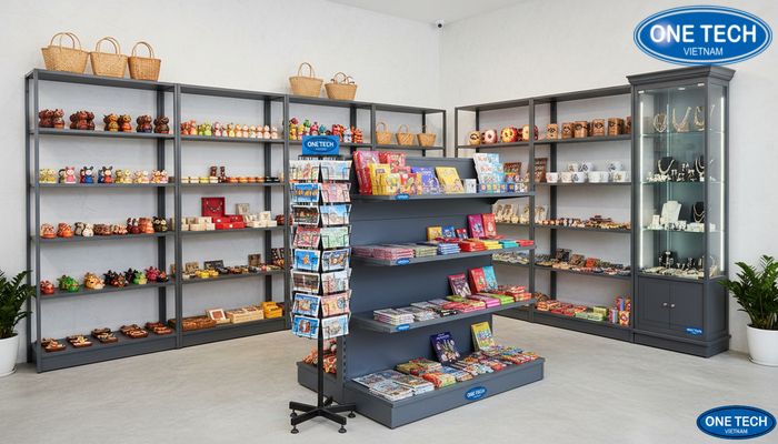 Quy trình thi công kệ trưng bày đồ lưu niệm Quy trình tư vấn thiết kế thi công kệ trưng bày OneTech