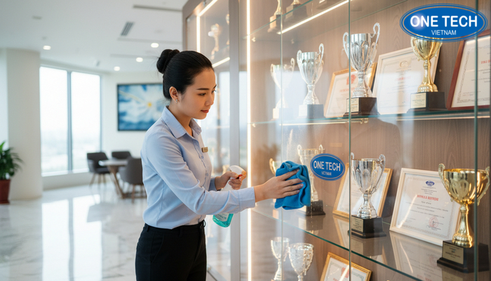 Vệ sinh tủ kính trưng bày bằng khen Quy trình vệ sinh tủ kính trưng bày bằng khen đúng cách