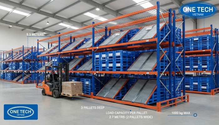 Bảng thông số kỹ thuật tham khảo cho kệ Push Back