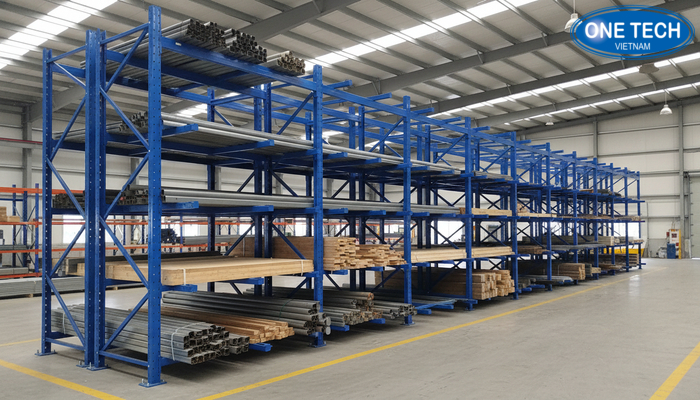 Cấu tạo kệ tay đỡ chi tiết Cấu tạo kệ tay đỡ gồm cột đứng, tay đỡ, chân đế và hệ giằng