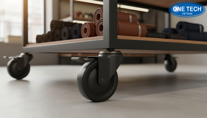 Thiết kế kệ trưng bày thắt lưng có bánh xe Chi tiết bánh xe khóa và kết cấu kệ trưng bày thắt lưng dễ di chuyển