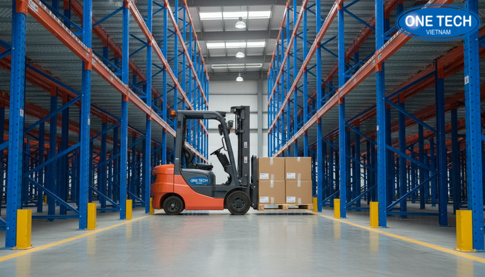 Hướng dẫn xe nâng vào lane kệ drive in đúng tâm và đúng cao độ