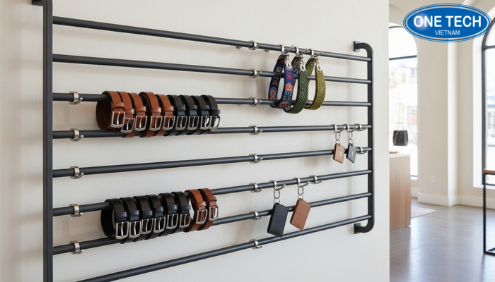 Kệ móc treo phụ kiện thanh ngang với móc di động dễ điều chỉnh khoảng cách