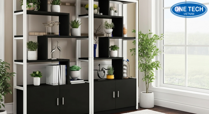 Kệ trưng bày cây cảnh trong nhà tại Lâm Đồng Mẫu kệ trưng bày cây cảnh trong nhà bố trí gần cửa sổ