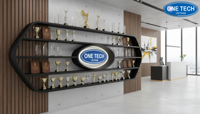 Kệ trưng bày cúp thiết kế tùy chỉnh theo không gian