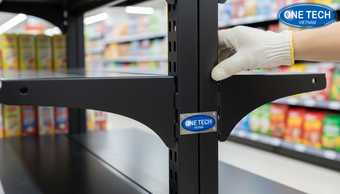 Minh họa kiểm tra ốc vít và chốt gài của kệ rổ mì