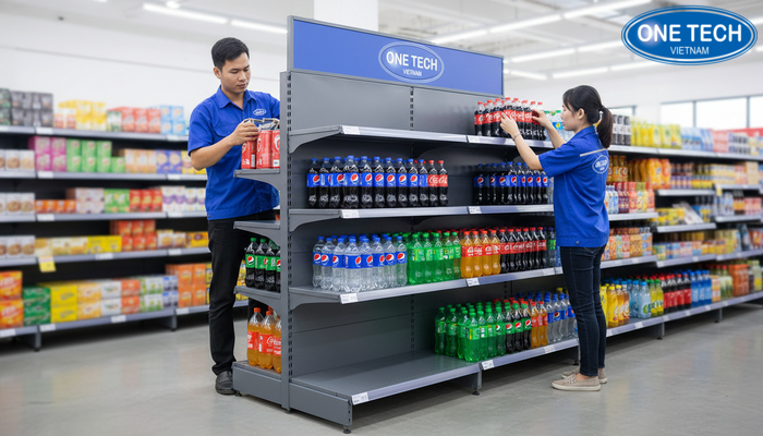 Lắp đặt kệ quảng cáo Pepsi, Coca Lắp đặt kệ quảng cáo tại điểm bán siêu thị và cửa hàng tiện lợi