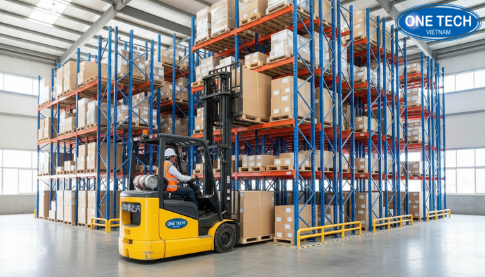 Lưu ý an toàn khi vận hành xe nâng với kệ Push Back trong kho