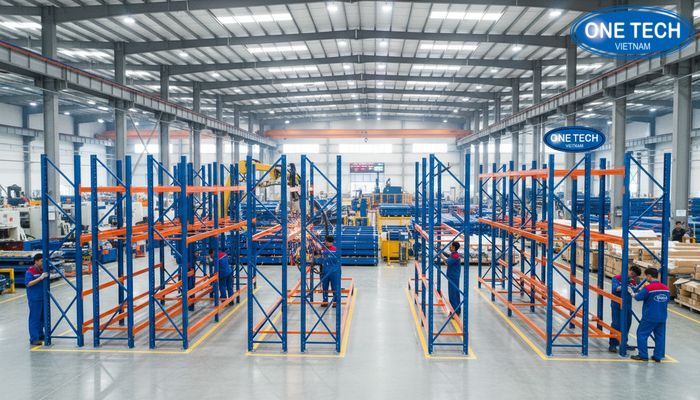 Nhà máy sản xuất kệ sắt công nghiệp tải trọng nặng của OneTech