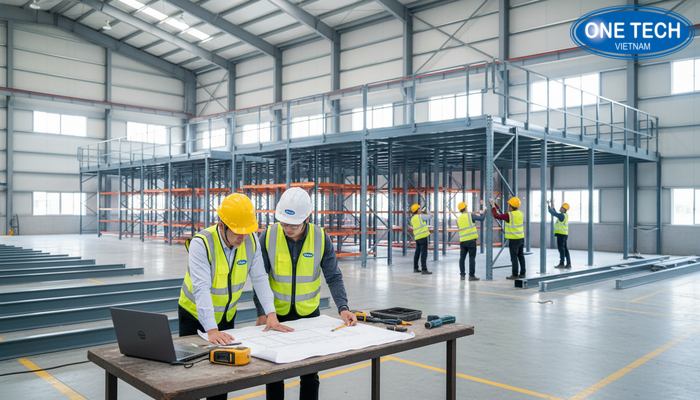 Quy trình thi công kệ sàn Mezzanine từ khảo sát, thiết kế đến lắp đặt