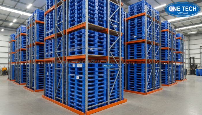 Sơ đồ bố trí pallet theo tầng và theo chiều sâu trong kệ drive in