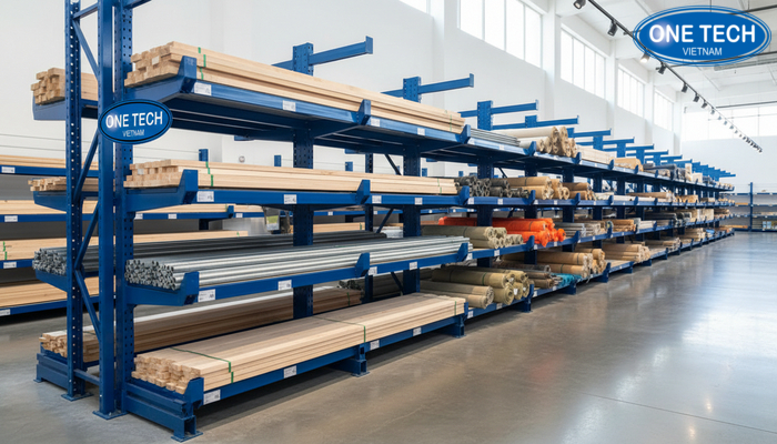 Kệ tay đỡ cho siêu thị vật tư Kệ tay đỡ trong khu trưng bày vật tư dài tại cửa hàng