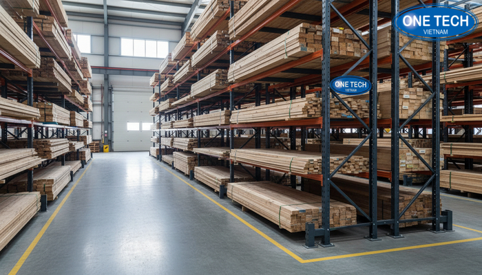 Ứng dụng kệ tay đỡ cho gỗ thanh Xưởng lưu trữ gỗ thanh trên kệ tay đỡ