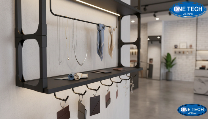 Tiêu chí chọn kệ móc treo phụ kiện theo chất liệu, tải trọng, kích thước và thẩm mỹ