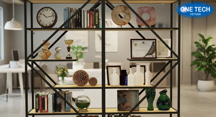 Tủ trưng bày cúp và bằng khen tại văn phòng công ty