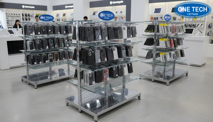 Bộ sưu tập kệ mica và kệ treo phụ kiện điện thoại tại OneTech