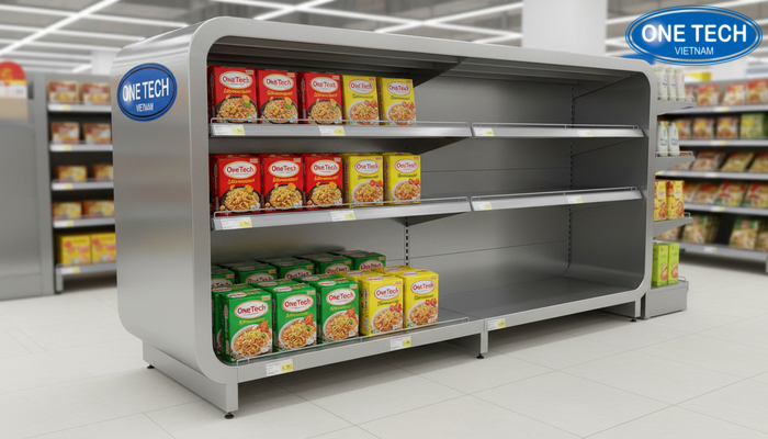 Chi tiết bo góc và cạnh kệ an toàn, giảm trầy xước khi mua sắm