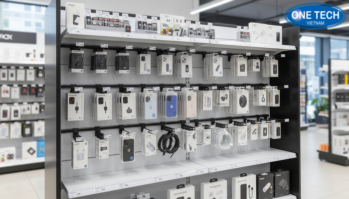 Gợi ý bố trí kệ và nhãn giá để phụ kiện dễ tìm, dễ so sánh